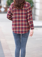 Spring And Autumn Fashion Fleece Shirt - Deep Red
