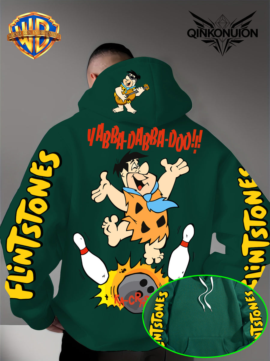 Warner Official Men's Hoodie, Stone Primitive for Man Bowling Impact Funny Anime Printed Design, Machine Washable, Warm and Casual for Autumn and Winter, Daily Drawstring Hoodie, Multi Functional Sports and Leisure Loose Version - Green