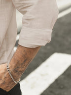 Men's Stand Collar Long Sleeve Henley Shirt, Textured Linen Casual Shirt, Versatile Loose Fit Top for Commuting - Khaki