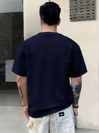 [Villa Le Water OBM] 3pcs Set Men'S Summer Fashion Round Neck T-Shirt, 3D Geometric Pattern Men'S Top, Comfortable And Versatile Short Sleeve, Suitable for Outdoor Street, Daily Casual, Outdoor Sports - White+Dark Green+Navy Blue