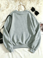 Fall Winter Essential V-Neck Warm Sweatshirt, Printed Pattern Design, Thickened And Fleece-Lined Comfortable Soft, Suitable for Various Dressing Styles, Perfect for Layering, Matching with Various Bottoms, Daily Office Commute - Light Grey
