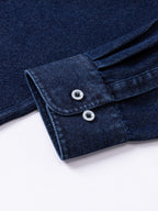 Men'S Casual Shirt American Retro Denim Shirt Fashion Trendy Double-Pocket Utility Shirt Button-Up Long Sleeve T-Shirt Spring Autumn Thin Outerwear - Navy Color