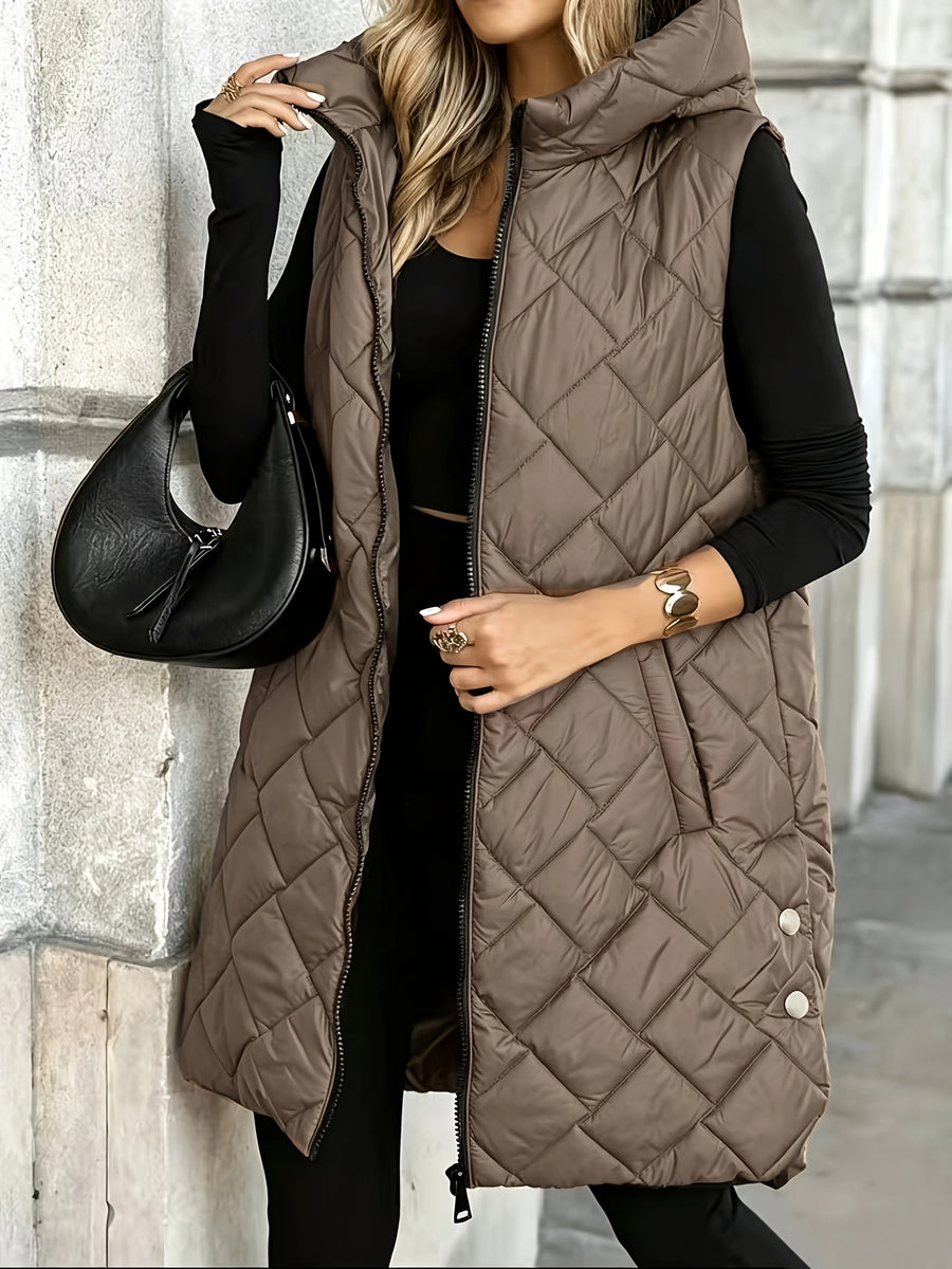 Women's Casual Vest Jacket - Coffee Color