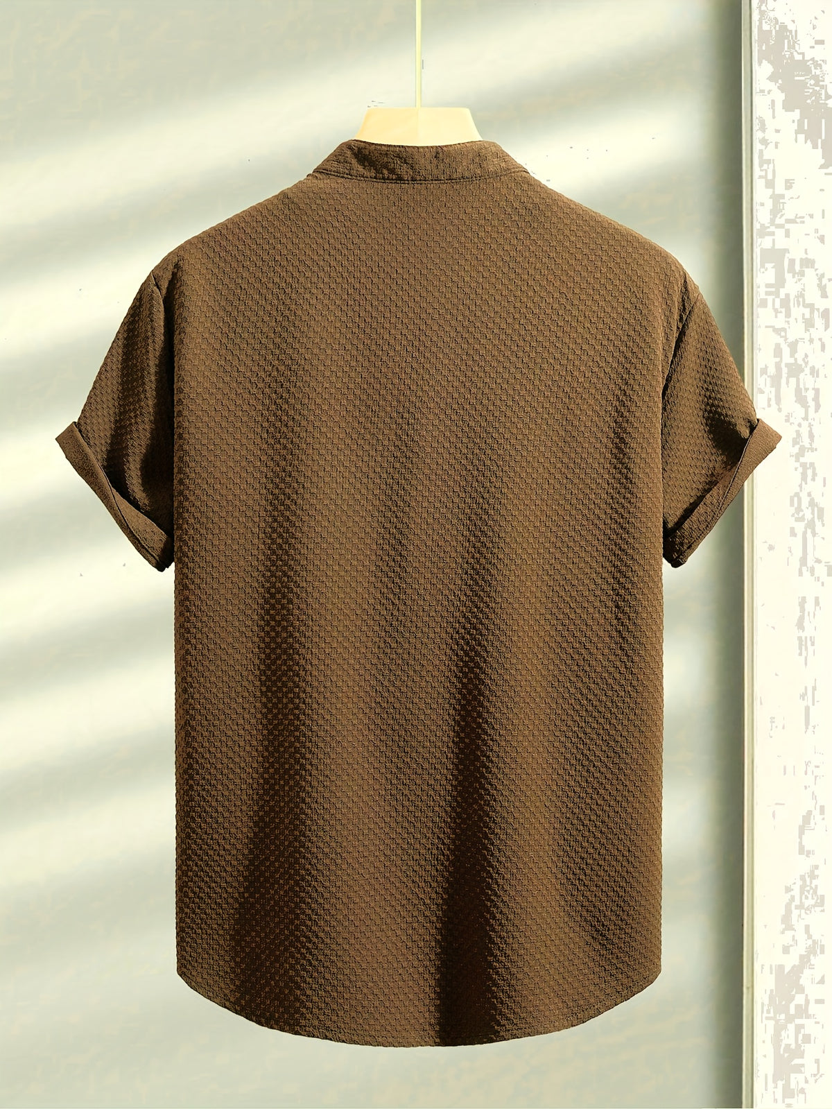 Men'S Short Sleeve Round Neck Sweatshirt, Summer Men'S Short Sleeve Round Neck Sweatshirt, Men'S Casual Solid Color Short Sleeve Shirt - Coffee Color