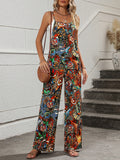 2026 New Colorful Abstract Print Jumpsuit, Bohemian Print Overalls, Artistic Wide-Leg Jumpsuit, Statement Workwear Jumpsuit, Oil Painting-Style Print Overalls, Daily Artist "Uniform" for Summer Market Day Outings, Vacation Sightseeing Jumpsuit - Multicolor