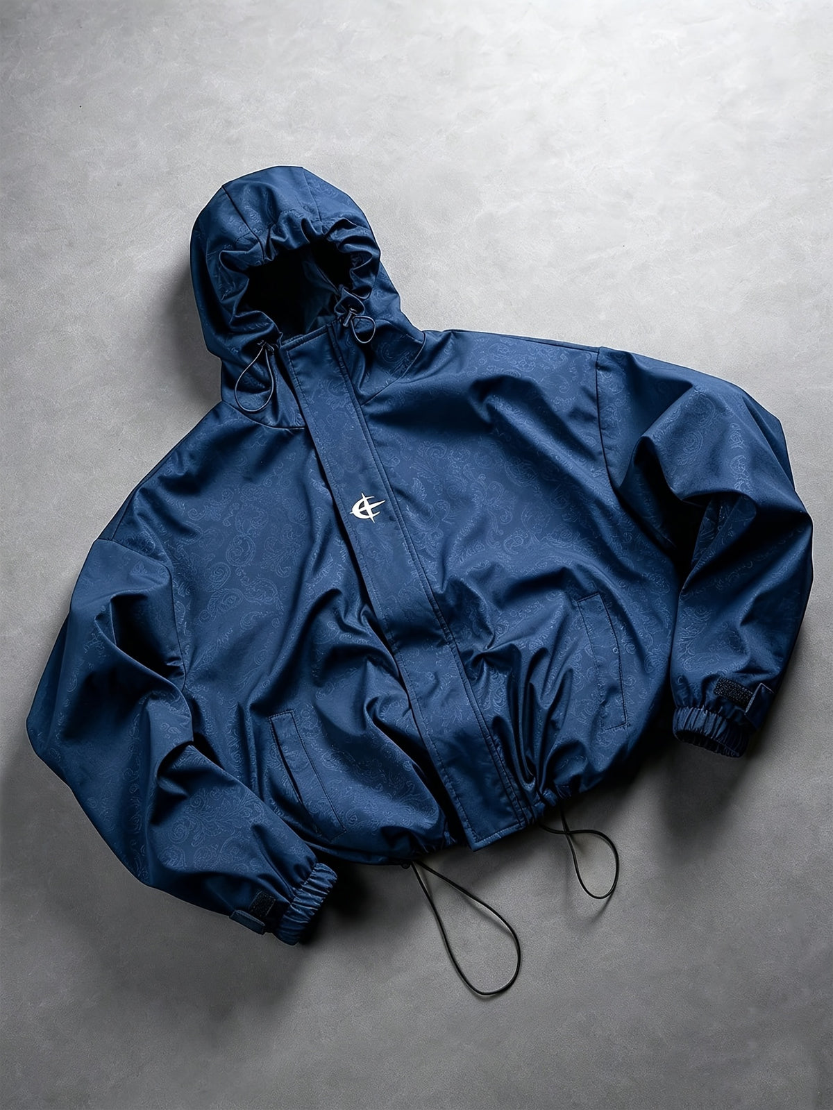 Men'S Spring Autumn Bomber Jacket with Drawstring Hood And Zipper Cardigan, Drawstring Hem Thin Jacket Casual Trendy Outerwear - Blue