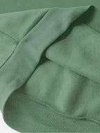 Hoodie Set with Black Triangle Pattern Letter Print Standard Round Neck - Green