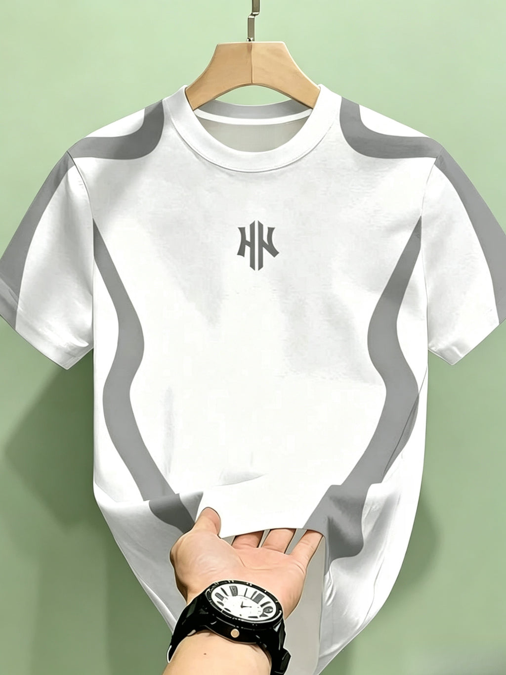 [Printed Design - Not Textured] Men's Short-Sleeve Casual T-Shirt, Breathable, Quick-Drying, Cool All-Season Fashion Top, Breathable Regular Fit for Daily and Formal Wear - Crew Neck Casual Top, Gift for Teens and Adults, Outdoor Activity Shirt - White