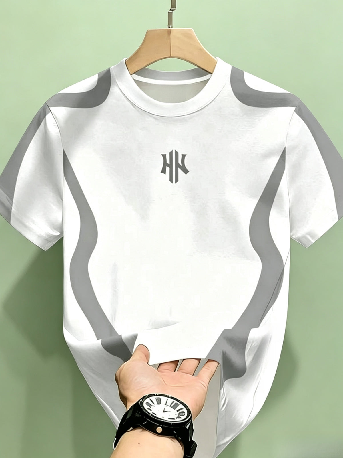 [Printed Design - Not Textured] Men's Short-Sleeve Casual T-Shirt, Breathable, Quick-Drying, Cool All-Season Fashion Top, Breathable Regular Fit for Daily and Formal Wear - Crew Neck Casual Top, Gift for Teens and Adults, Outdoor Activity Shirt - White