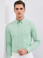 Men'S Long Sleeve 60 Oxford Dress Shirt, Casual - Light Green