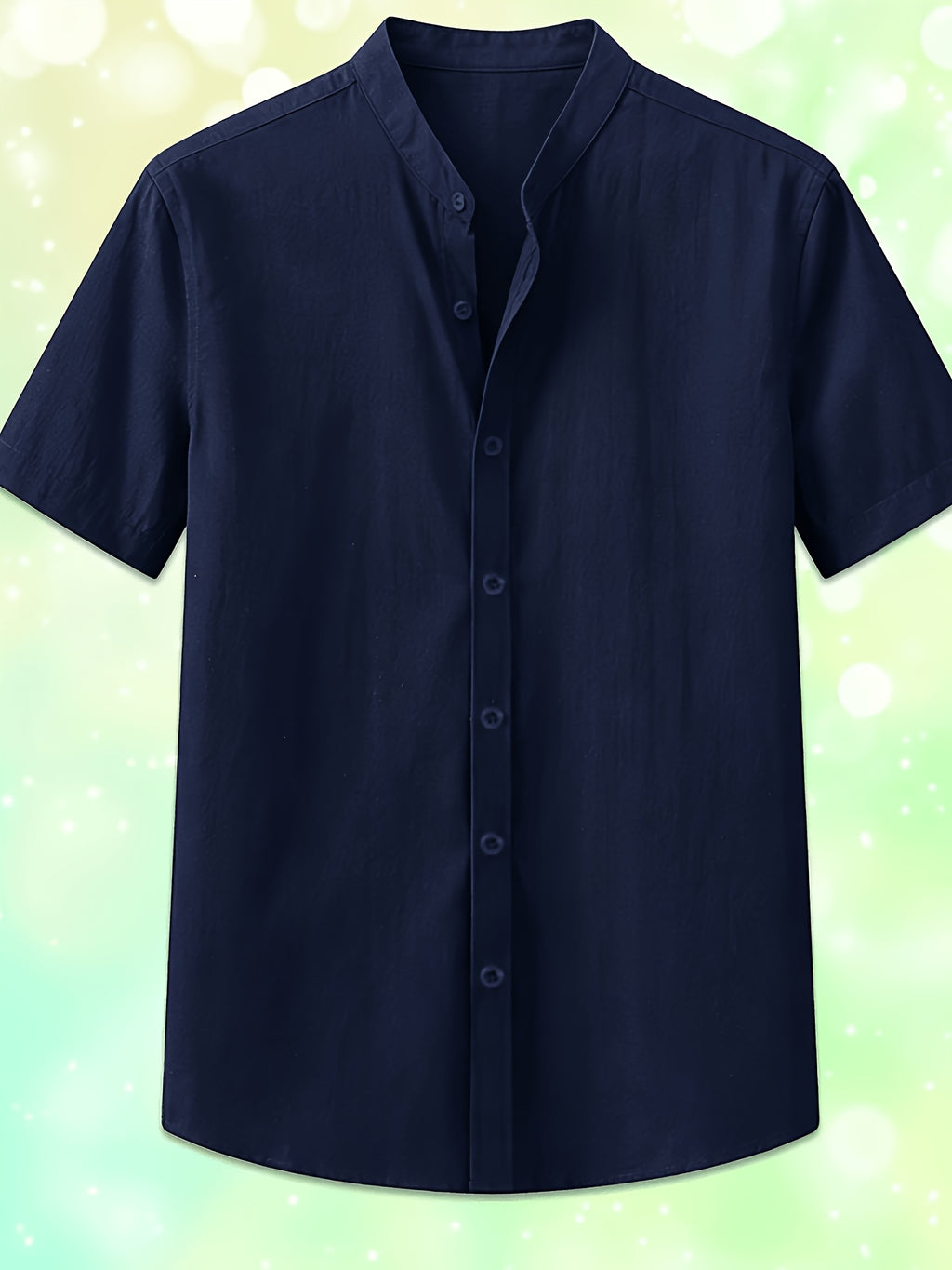 Single Piece Men'S Solid Color Short-Sleeved Shirt, Button-Up Cardigan Casual And Comfortable, Versatile for Daily Travel And Outdoor Activities in Summer - Navy Color