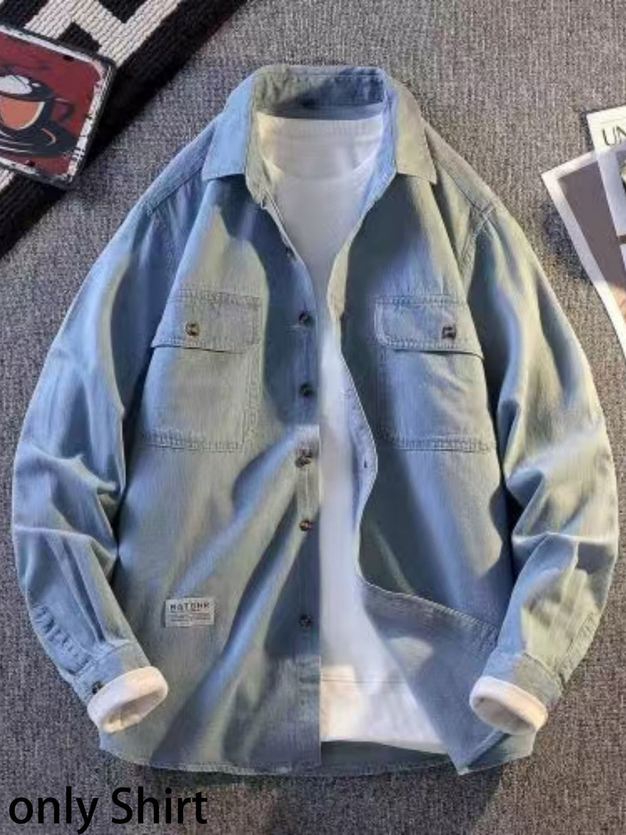 Men's Vintage Spring Denim Shirt, New Arrival Casual Loose-Fit Versatile Long-Sleeve Denim Top - N861-1