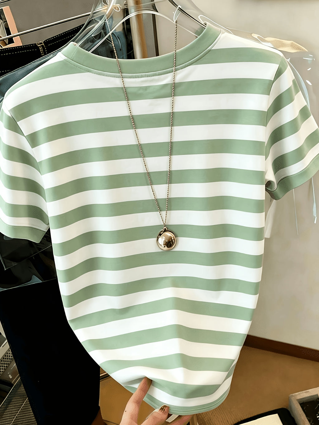 Printed Design – Not Textured: Women's Casual Striped Bear Print Crew Neck T-Shirt, the Perfect Summer Gift for Women - Mixed Color 1