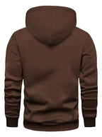 New Arrival: Men'S Hooded Sweatshirt with Geometric Print And Wrinkle-Resistant Fabric - Perfect for Casual Outings And Active Days! - Coffee Color