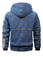 American Size Men'S Autumn And Winter High-Quality Denim Jacket - Royal Blue