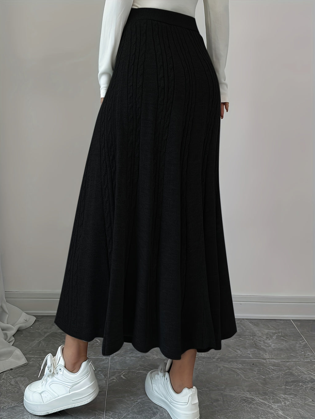 Women'S Autumn and Winter Casual Solid Color Mini Skirt - Black