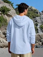 Men'S Casual Fashion Solid Color Long Sleeve All-Match Sweatshirt - Sky Blue