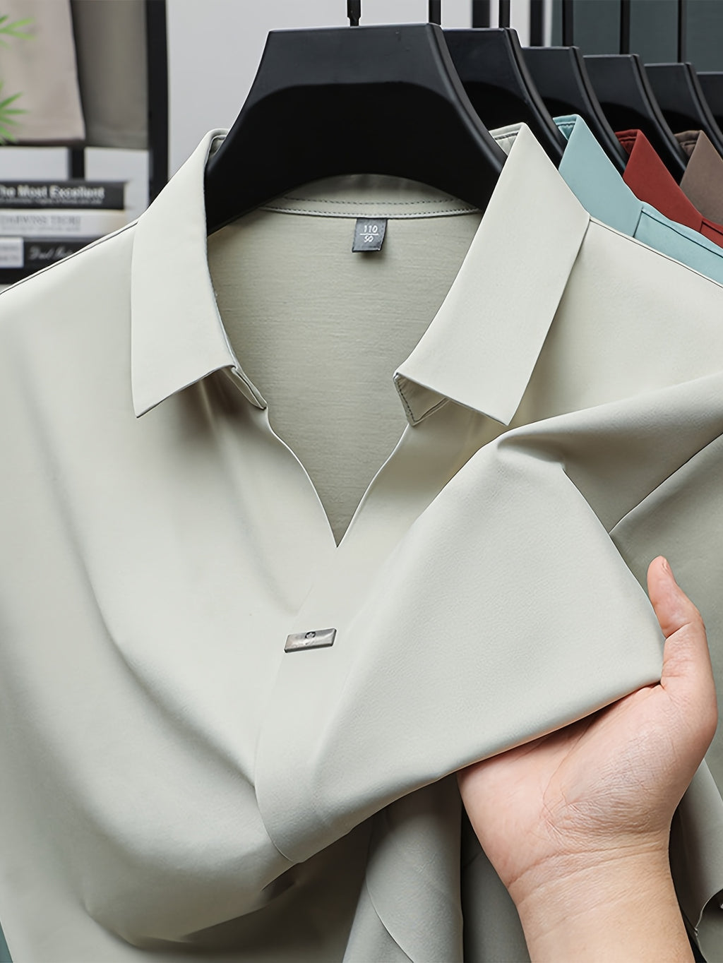 Summer New Men'S Short Sleeve Shirt Outerwear Fashion Trendy All-Match V-Neck Polo Collar - SINBOS - Beige Apricot