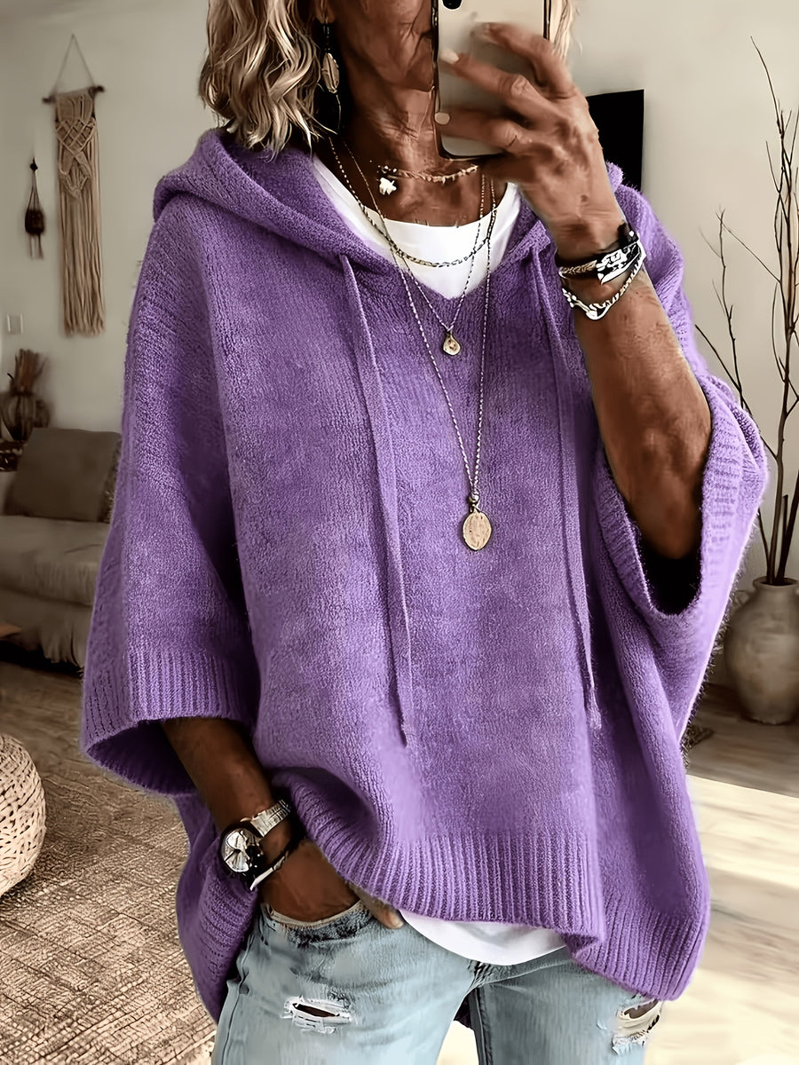 Women's Casual Drawstring Hooded Sweatshirt, a Spring/autumn Top for Curvy Women, Suitable for Commuting and Casual Wear. Size Runs Small, Order One Size up Is Recommended - Dark Violet