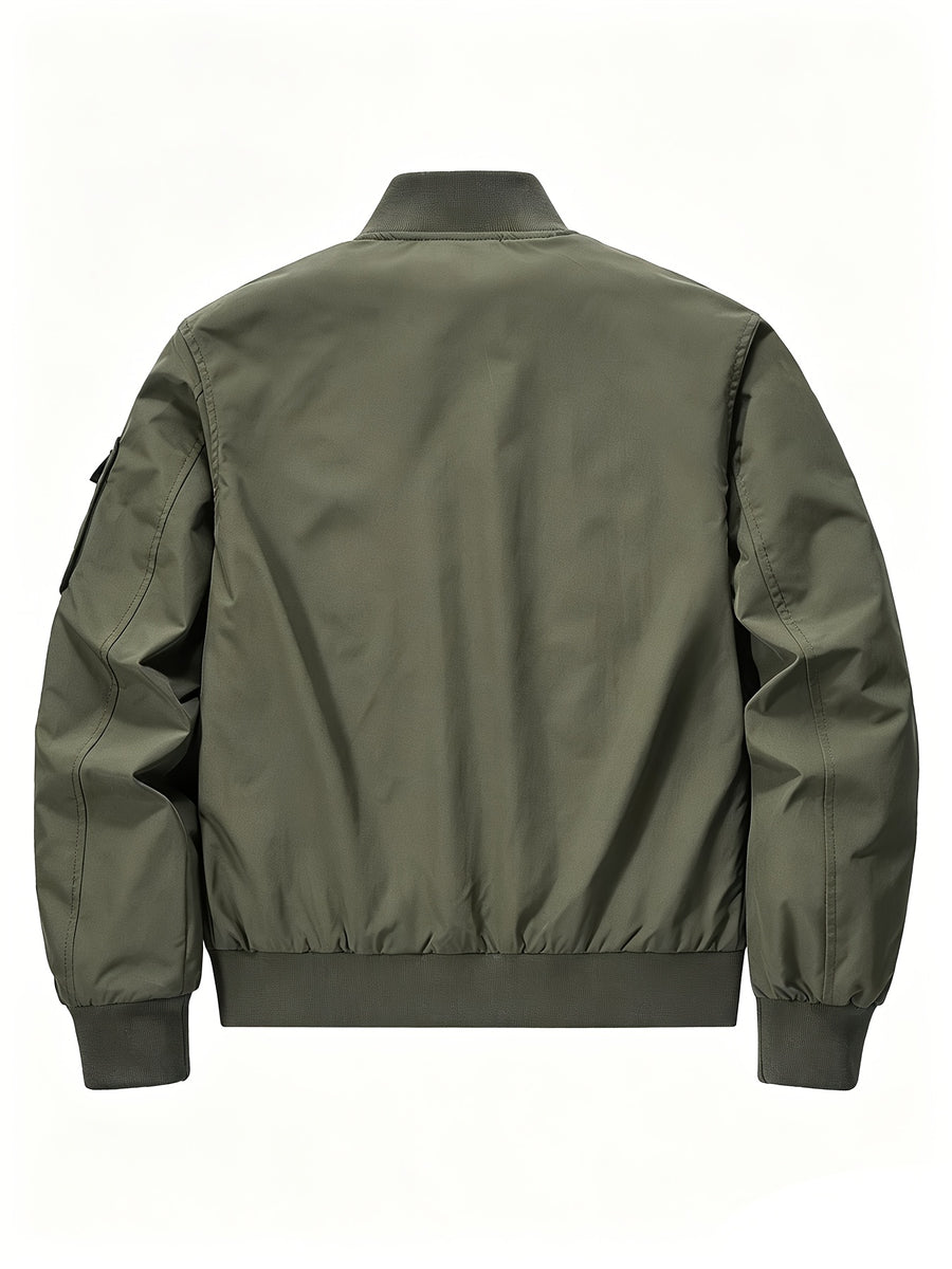 Outdoor Casual Loose Top Stand Collar Men'S Spring Autumn Men'S American 3D Pocket Flight Jacket Baseball Uniform Work Jacket Men - fern green