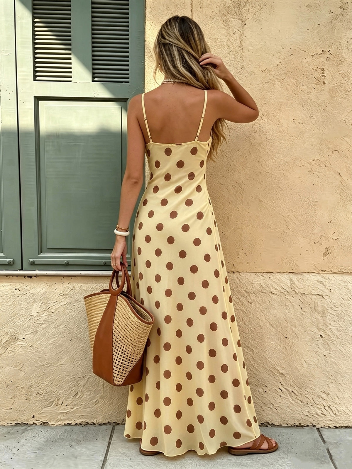 Women's New Spring/Summer Casual Date & Vacation Style Floral Print Spaghetti Strap V-Neck Waist-Cinching Elegant Dress - Mixed Color 1