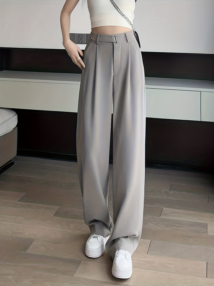 2026 New Summer High-End Women's Suit Pants, High-Waist, Draped Straight-Leg, Slim Fit, Wide-Leg Trousers, Belt-Free, Essential Versatile Workwear for Spring, Summer, and Autumn - Apricot
