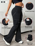 Women's Athletic Cargo Jogger Pants with Multi-Functional Cargo Pocket & Slim-Fit Ankle Design - All-Season Workout Running Gym Pants with Drawstring Waist & Lightweight Stretch Fabric (Machine Washable) for Casual Outdoor Wear - Women's Sportswear - Black