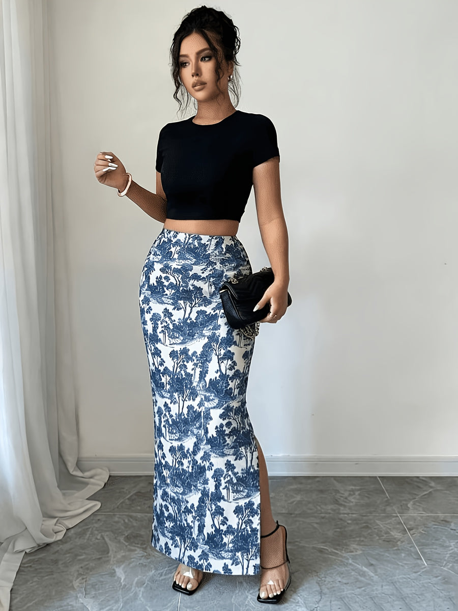 Targeted Women'S Leopard Print Mesh Fitted Mini Skirt - Blue