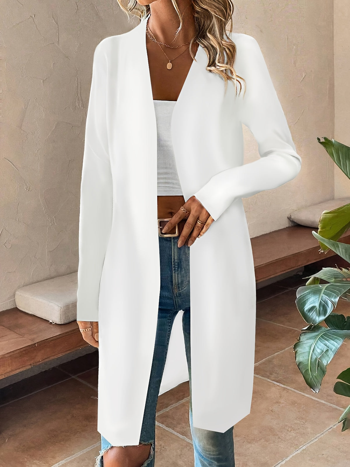 Cardigan Mid-Length Spring Summer Autumn Top Women'S Casual Versatile Elegant Party Holiday Festive Jacket - White