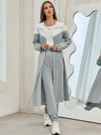 WY260622044 Autumn Women'S Color-Block Hooded Jacket And Pants Set 2pcs Set - Grey