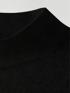 2026 New Men'S Thick High-End Semi High Neck Knitted Sweater Light Luxury Solid Color Warm Sweater Base Sweater - Black