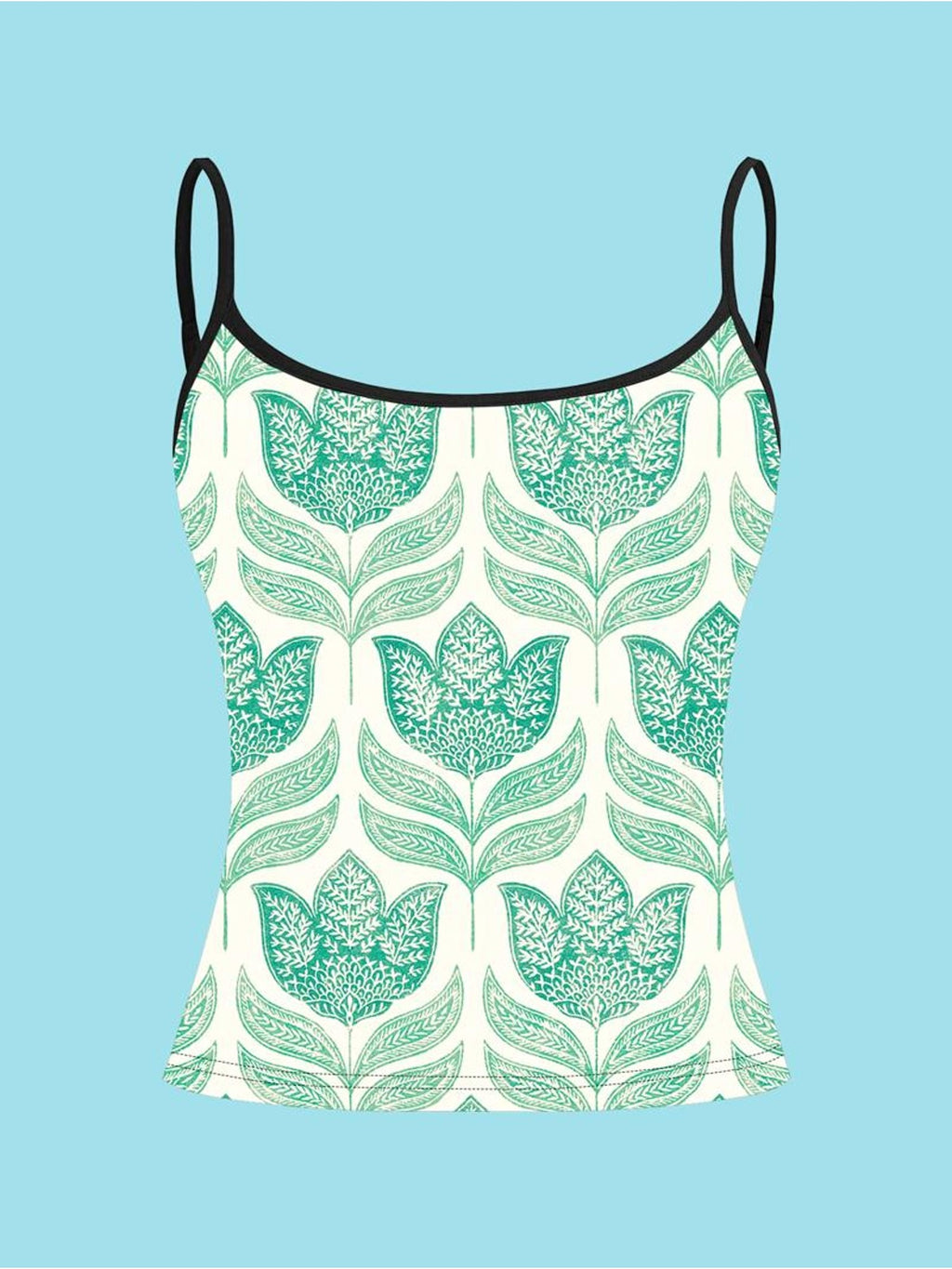 6pcs Women'S Camisole Vest Set, Floral Print, Fabric, Multi-Color And Multi-Size Available, Thin Straps with Black Neckline Trim, Ideal for Daily Wear And Casual Outings, Fashionable And Comfortable
