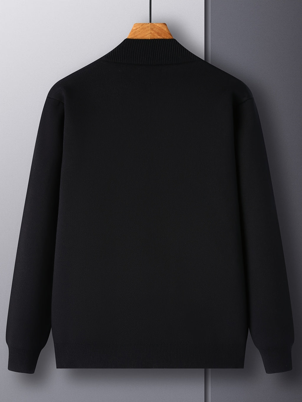 [Wading Whale OBM] Spring/Summer New Men'S Knit Cardigan, Old Money Style Solid Color V-Neck Long Sleeve Open Front Sweater with Single Button Closure And Ribbed Texture, Side Pockets And Chest Embroidery Design - Black