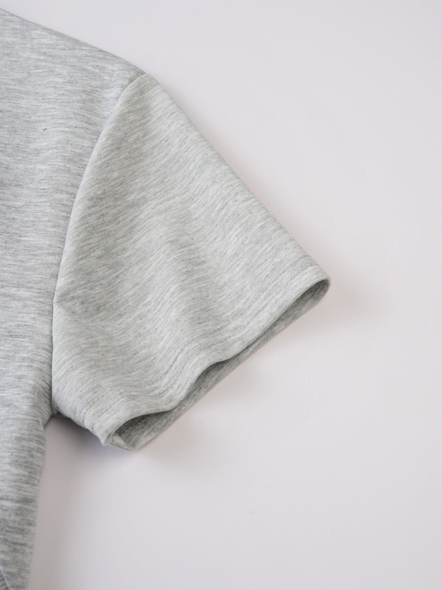 TX104 New Summer Loose-Fit Sporty Casual Outdoor Spliced Short-Sleeve T-Shirt Men's Top Sweatshirt for Vacation, Fishing, Outings, and Leisure - Light Grey
