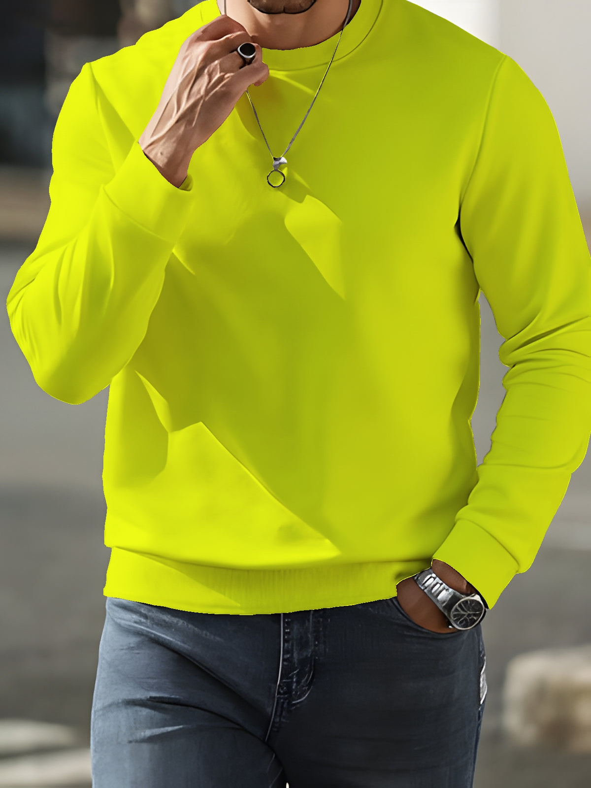 Men's Fashion Casual Crew Neck Sweatshirt, Autumn/Winter Trendy Sweatshirt, Suitable for Home Leisure, Essential for Travel - Mixed colors