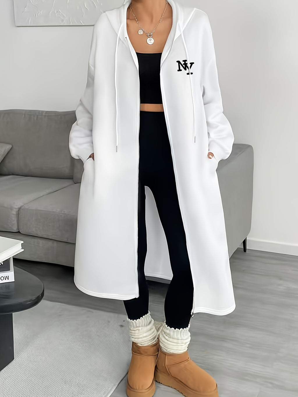 Women's Fashion Color Block Zip-Up Jacket - White