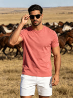 Fashion Athletic Men'S T-Shirt, Spring Summer New Style, Casual Versatile, Comfortable Breathable Lightweight, Trendy Slim Fit, Soft Skin-Friendly Fabric, Individual Premium - Pink Color