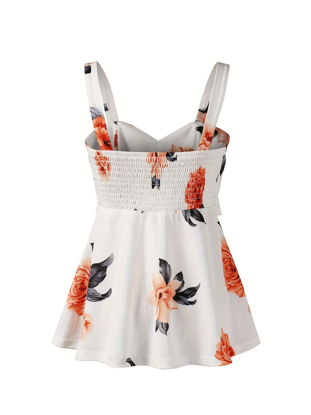 Elegant Print Elastic Suspender Tie Bow Vest Top - White