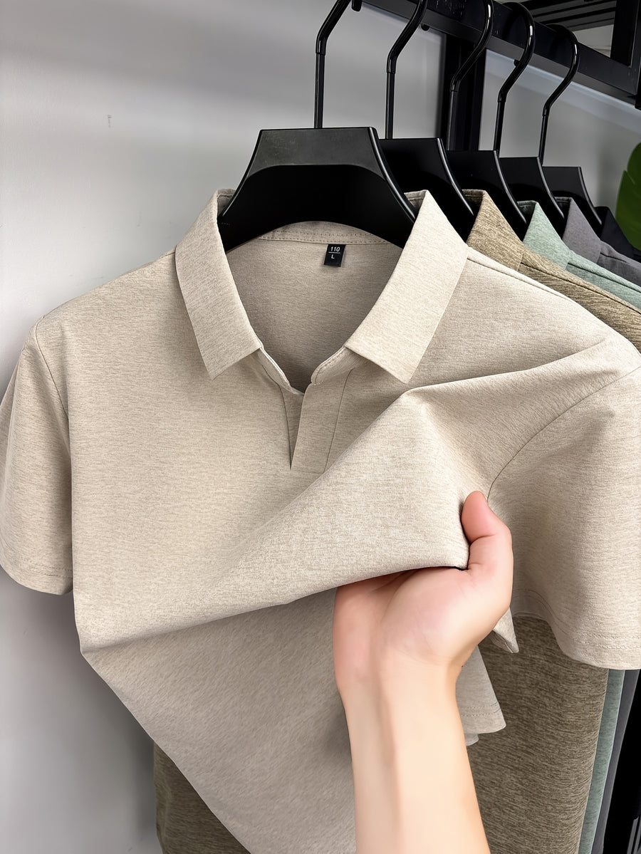 Minimalist Urban Short Sleeve Polo Shirt Breathable Daily Commute - Camel