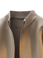 New Autumn And Winter Men'S Stand-Up Collar Knitted Cardigan with Lazy Style, Solid Color Sweater Jacket, Casual And Fashionable Outerwear - Khaki