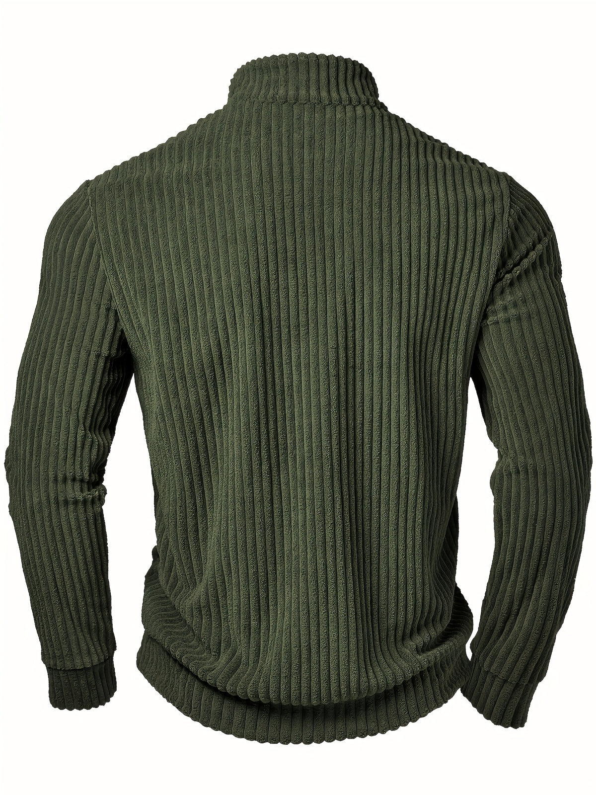 Men's Fashion Top, Autumn/Winter Outdoor Casual Solid Color Round Neck Zip-Up Long Sleeve Jacket Henley Shirt - fern green