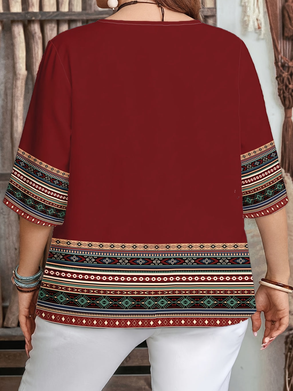 Women's New Summer Fashion Casual Printed Short-Sleeve Top - Red
