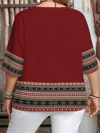 Women's New Summer Fashion Casual Printed Short-Sleeve Top - Red