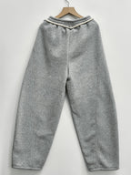 Women'S Autumn Winter Fleece Loose Casual Bootcut Long Pants, Premium Niche Sweet Cool Elegant Design Sense Lazy Fun Bow Pattern Print, Suitable for Daily Shopping And Casual Outings, Easily Creating Casual Street Style - Grey