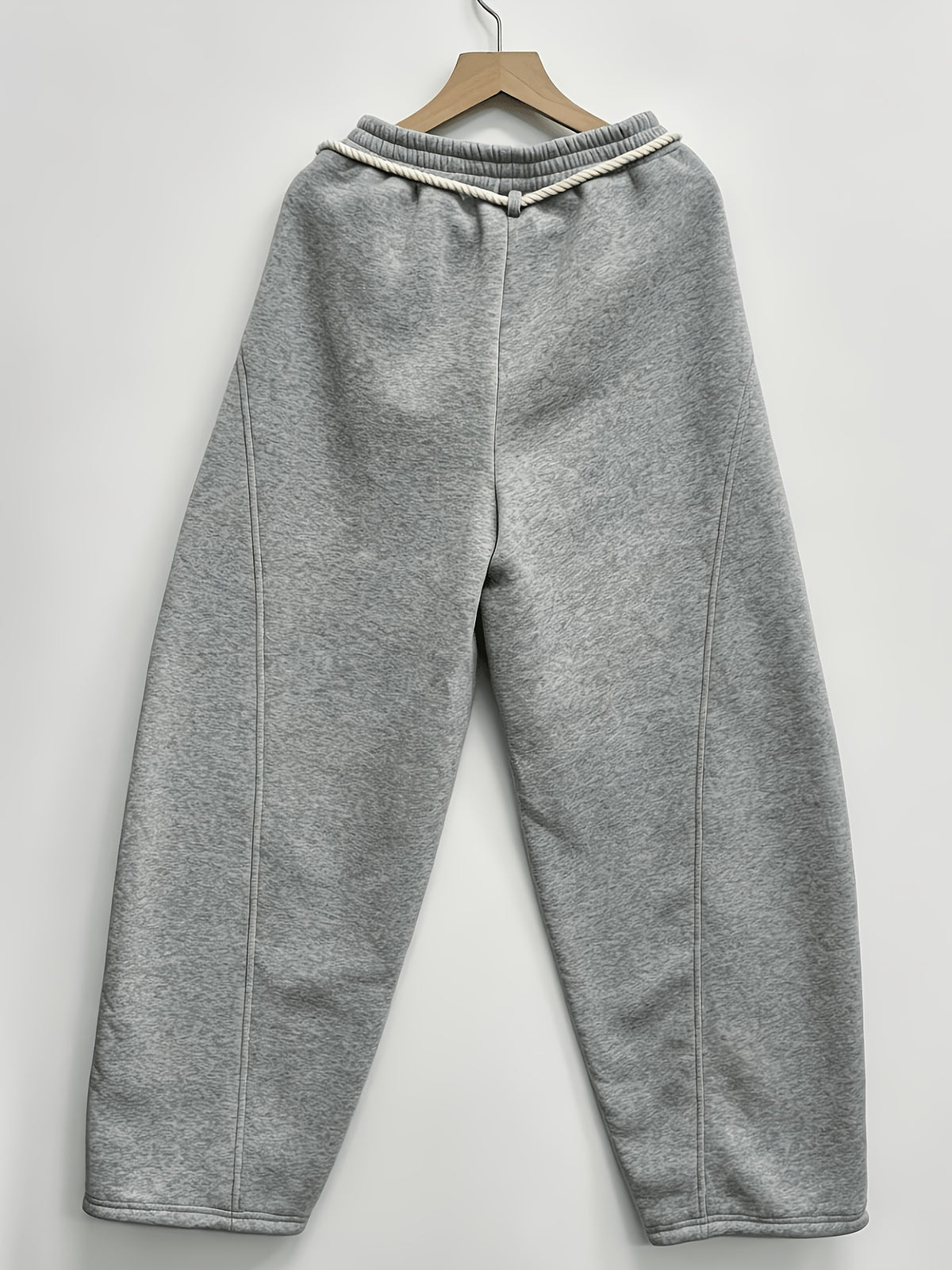 Women'S Autumn Winter Fleece Loose Casual Bootcut Long Pants, Premium Niche Sweet Cool Elegant Design Sense Lazy Fun Bow Pattern Print, Suitable for Daily Shopping And Casual Outings, Easily Creating Casual Street Style - Grey