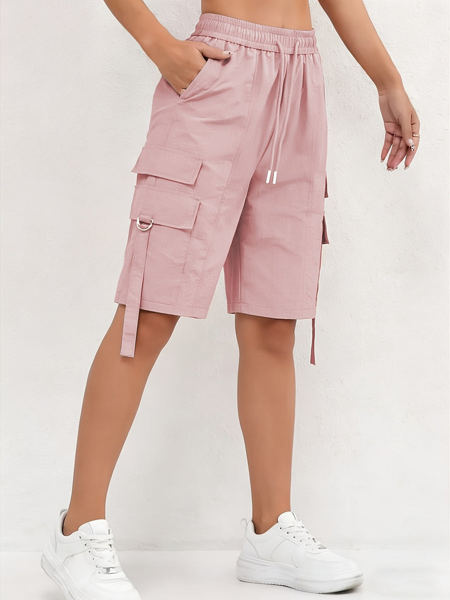 Ladies Casual Fashion Utility Shorts - Pink Color