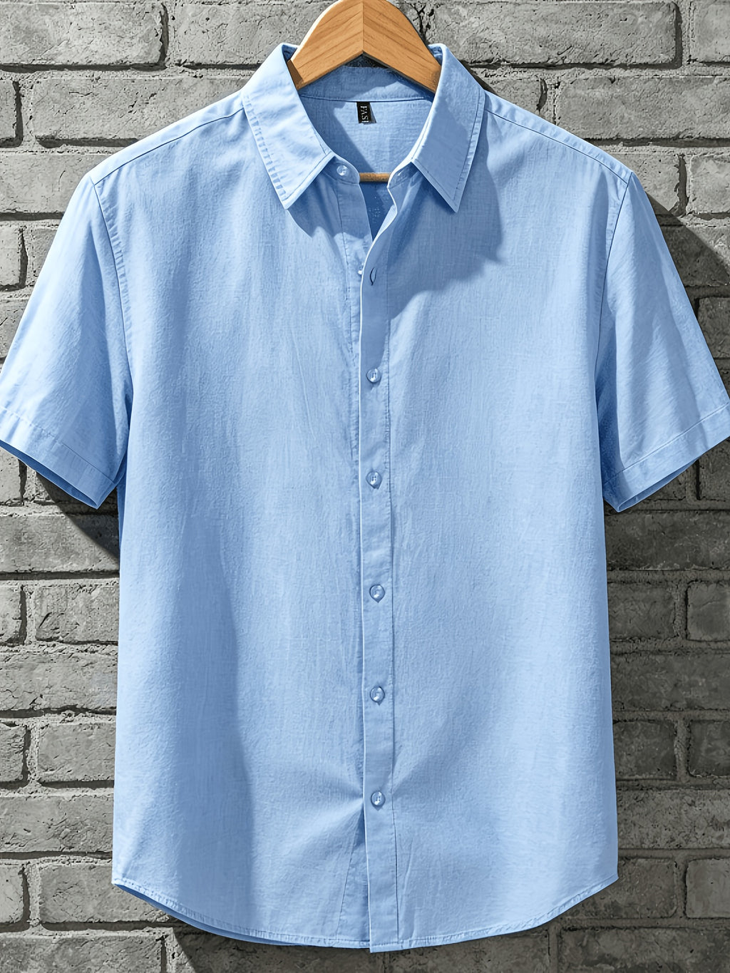 A Versatile Men'S Short-Sleeved Shirt for Summer, Featuring a Easy Solid Color Collar Design And Breathable Fabric for Long-Lasting Freshness. Available in Multiple Colors, It Is Easy to Handle for Casual Commuting. (solely Includes 1 Top) - Sky Blue