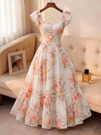 Women's Fashionable Casual Printed Wrap Dress with Elegant Style - Multicolor