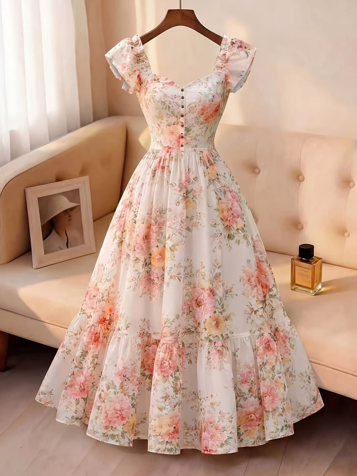 Women's Fashionable Casual Printed Wrap Dress with Elegant Style - Multicolor