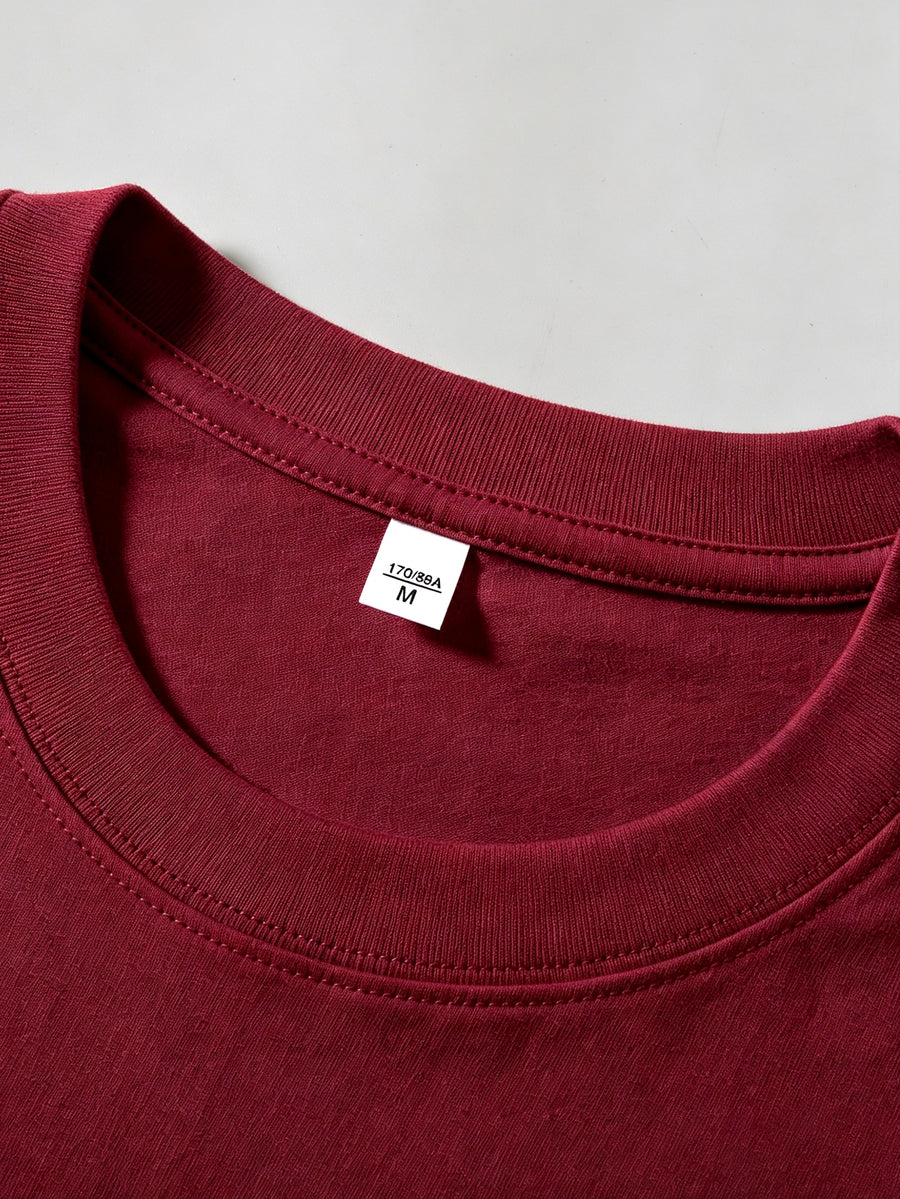 100%, DC Superman Logo Classic Running Men'S Print for Spring, Summer, Autumn, Men'S And Women'S Short Sleeved T-Shirt, Round Neck Comfortable Top, Soft And Comfortable Fabric, Perfect for Home, Sports, Outdoor, Casual - Burgundy